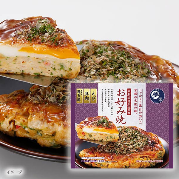 京都夢屋「半熟風目玉焼のせお好み焼き ソース・薬味付き」